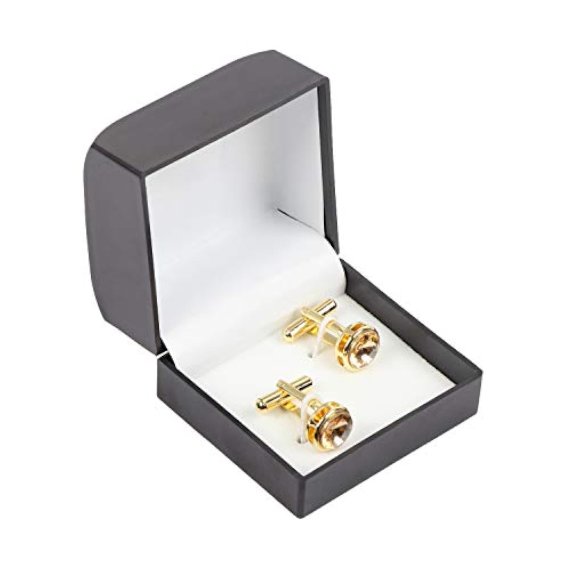 Champagne Gold Stone Studded Cufflinks for Men, Elegant Gift